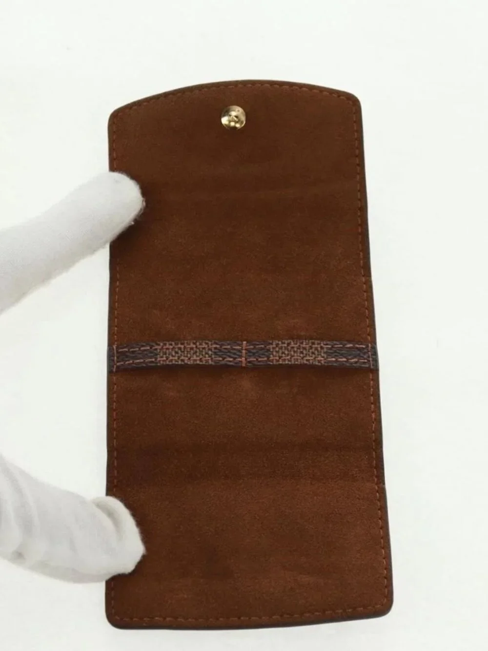 LOUIS VUITTON Damier Ebene Buton De Manchette Fleur Case